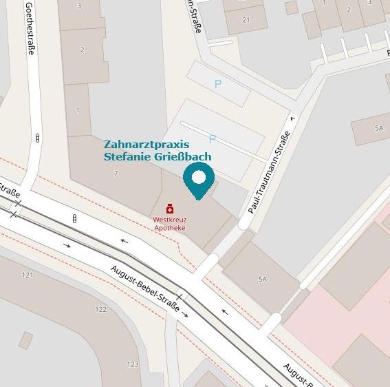 Bild einer Karte vom Standort August-Bebel-Str. 6f, 15234 Frankfurt (Oder) 
